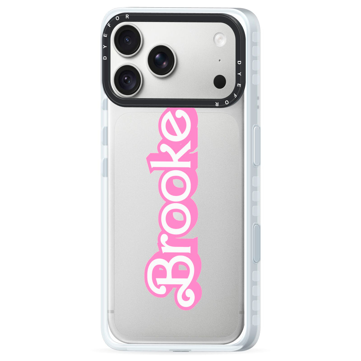 Dream Name iPhone 18 Pro Black Impact Pre order Case Side Angle on Silver phone