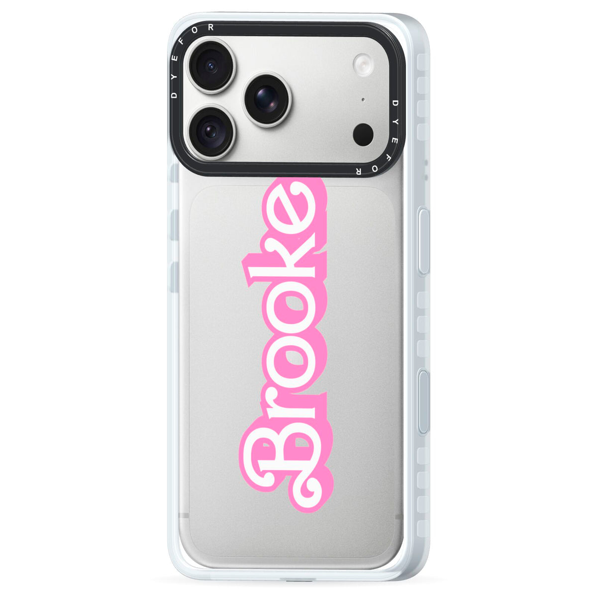 Dream Name iPhone 18 Pro Max Black Impact Pre order Case Side Angle on Silver phone