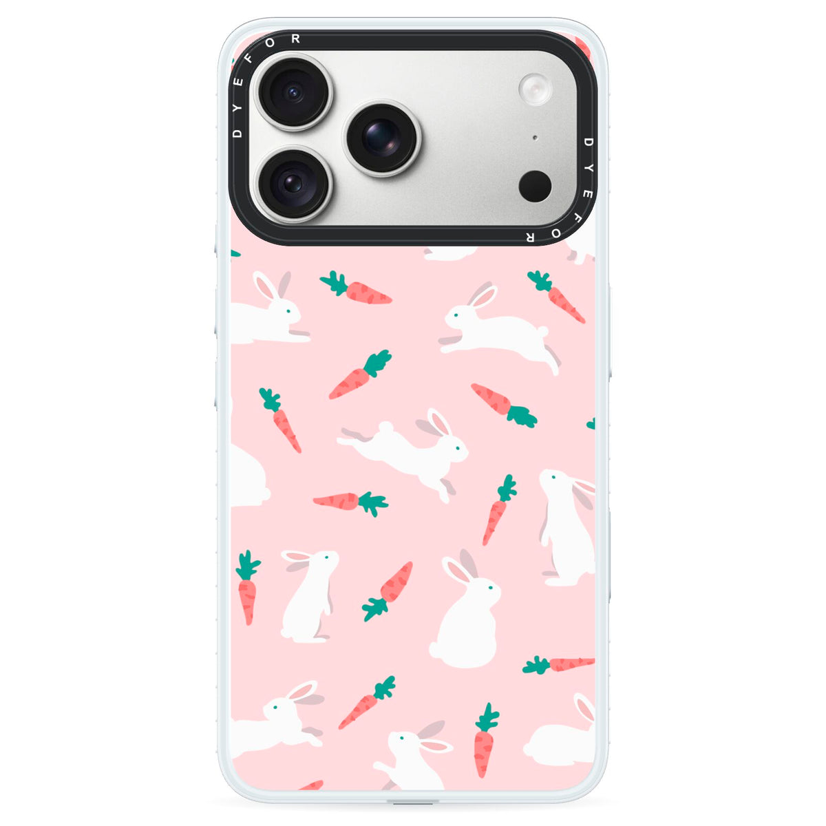 Easter Bunny And Carrot iPhone 18 Pro Black Impact Pre order Case on Silver phone