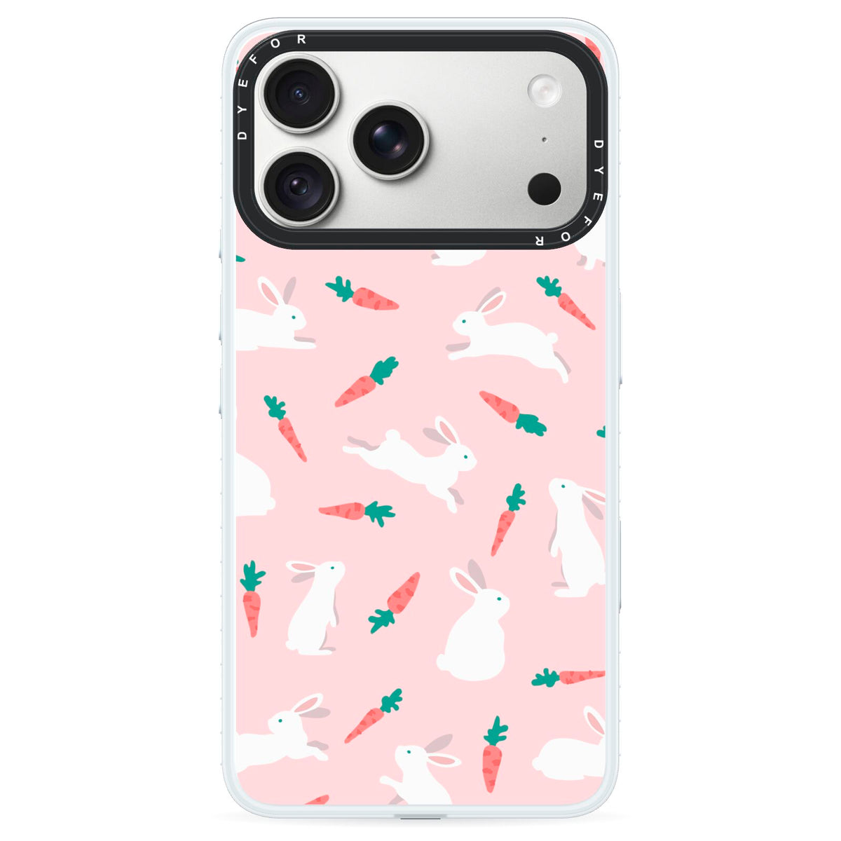 Easter Bunny And Carrot iPhone 18 Pro Max Black Impact Pre order Case on Silver phone