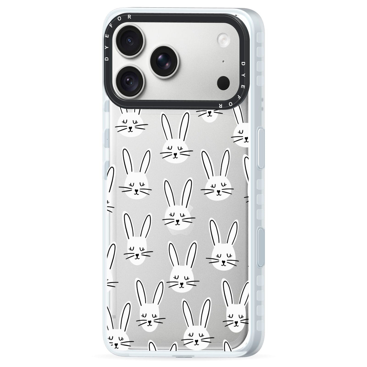 Easter Bunny iPhone 18 Pro Black Impact Pre order Case Side Angle on Silver phone