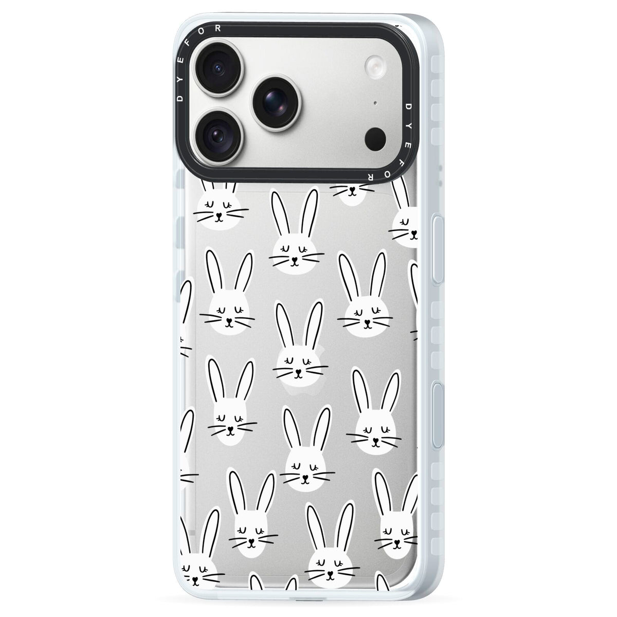Easter Bunny iPhone 18 Pro Max Black Impact Pre order Case Side Angle on Silver phone