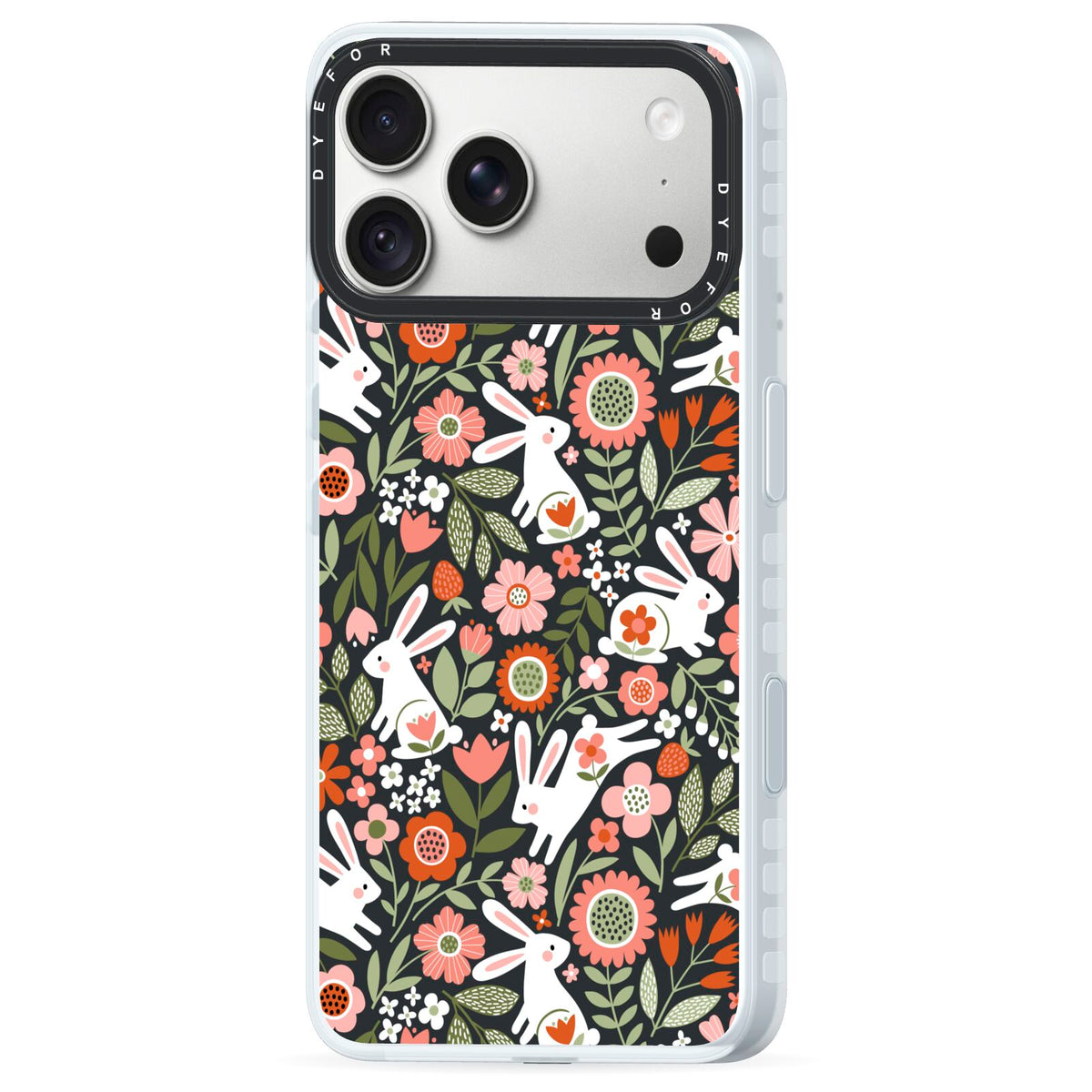 Easter Floral iPhone 18 Pro Max Black Impact Pre order Case Side Angle on Silver phone