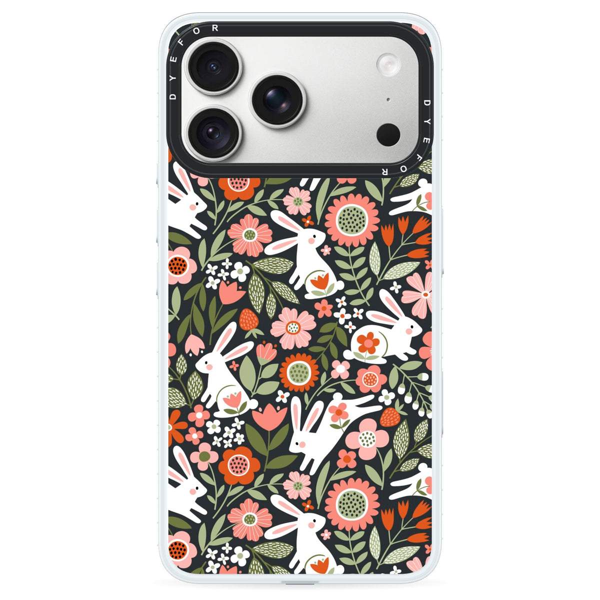 Easter Floral iPhone 18 Pro Max Black Impact Pre order Case on Silver phone