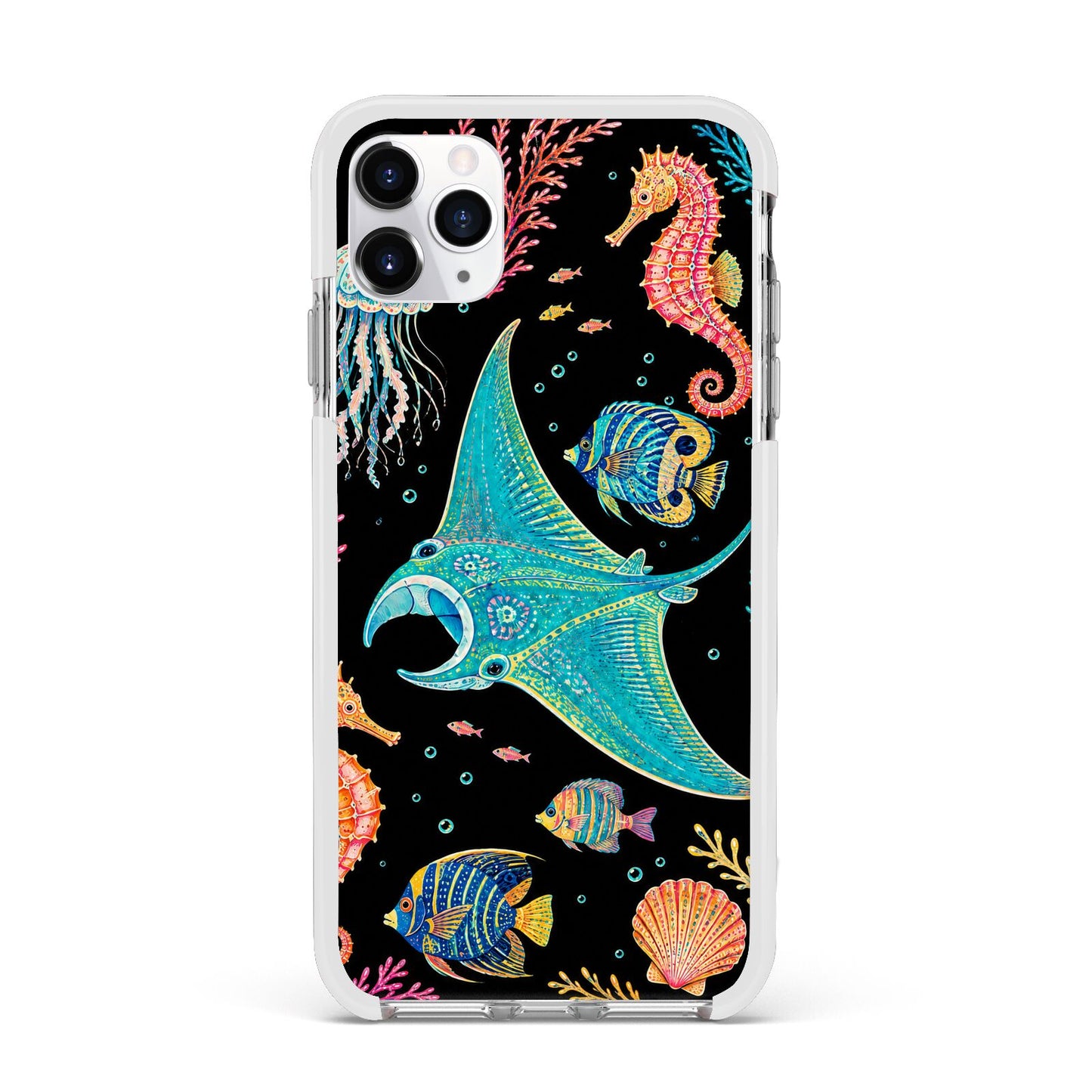 Electric Reef Apple iPhone 11 Pro Max in Silver with White Impact Case