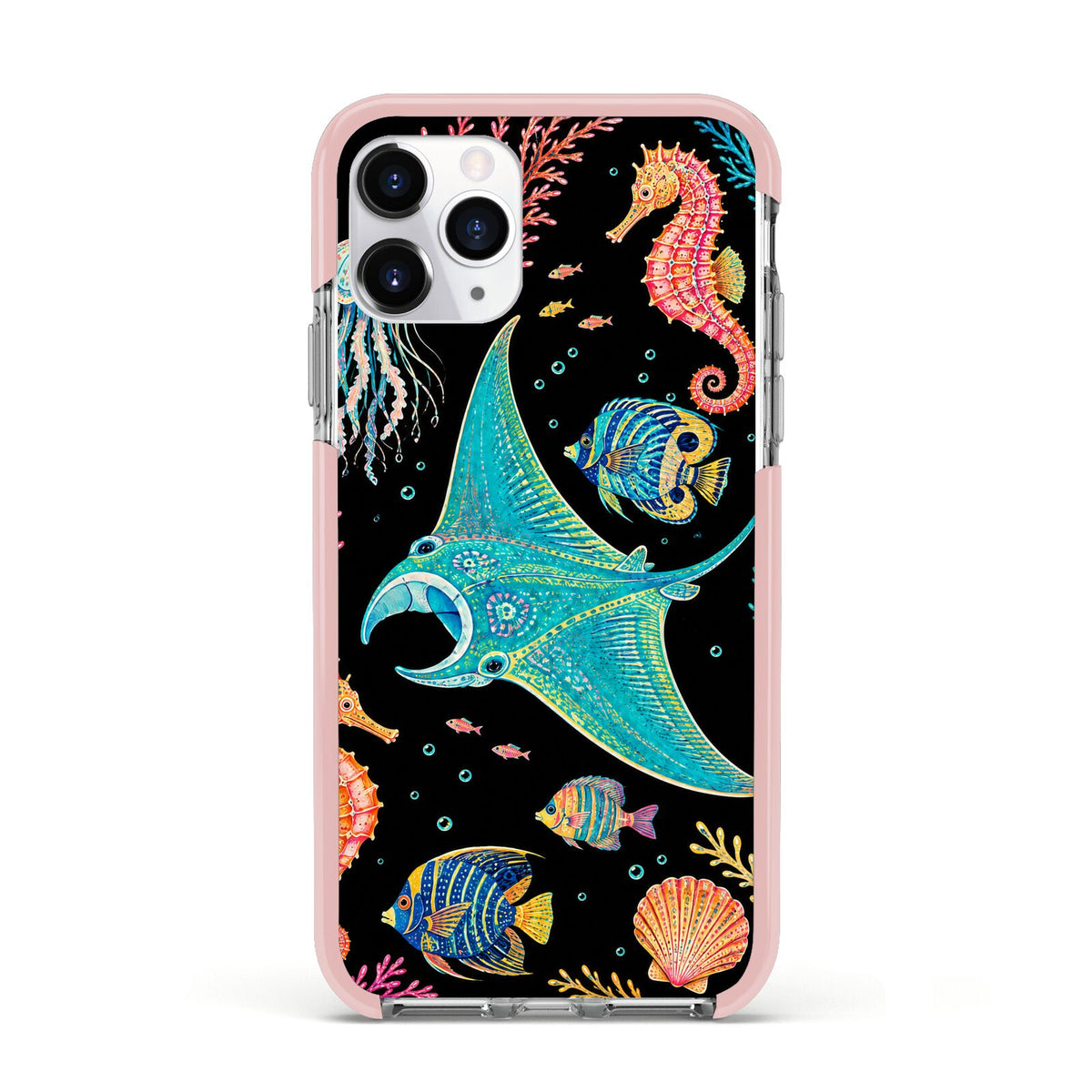 Electric Reef Apple iPhone 11 Pro in Silver with Pink Impact Case