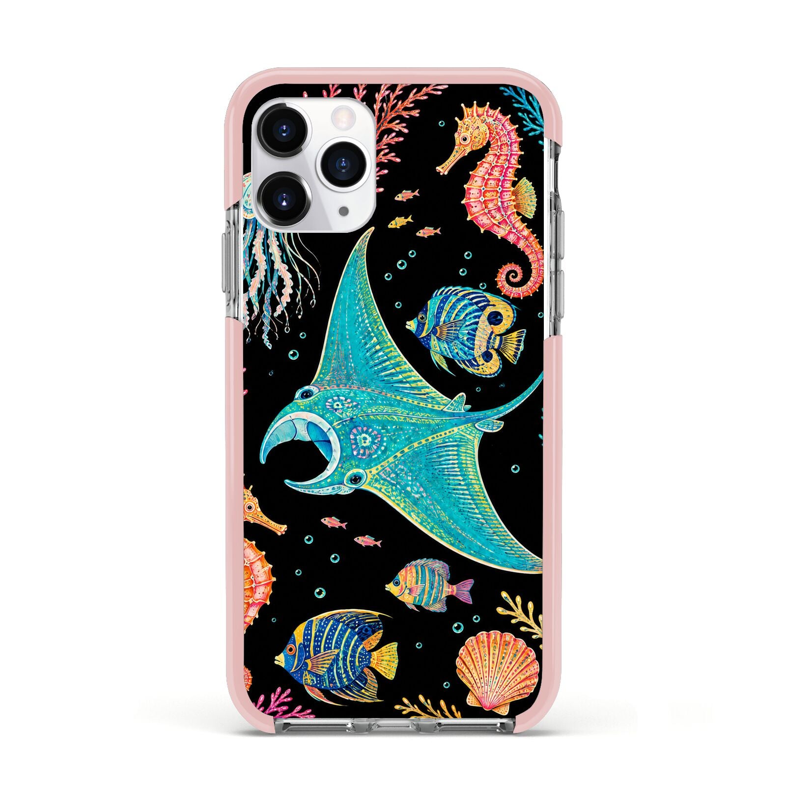 Electric Reef Apple iPhone 11 Pro in Silver with Pink Impact Case