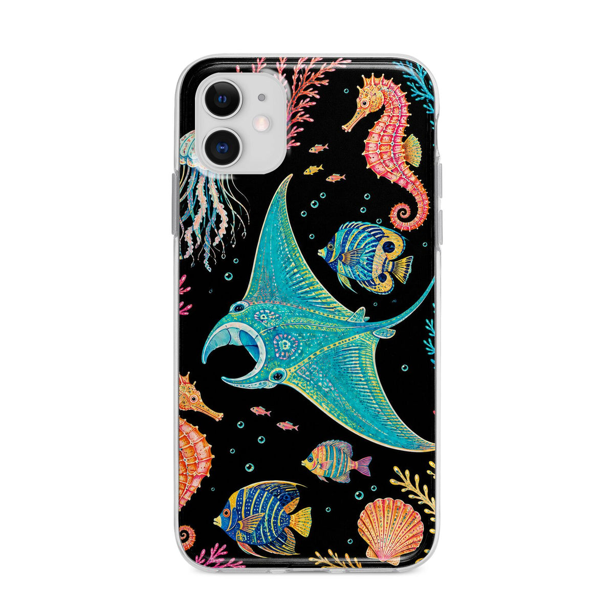 Electric Reef Apple iPhone 11 in White with Bumper Case