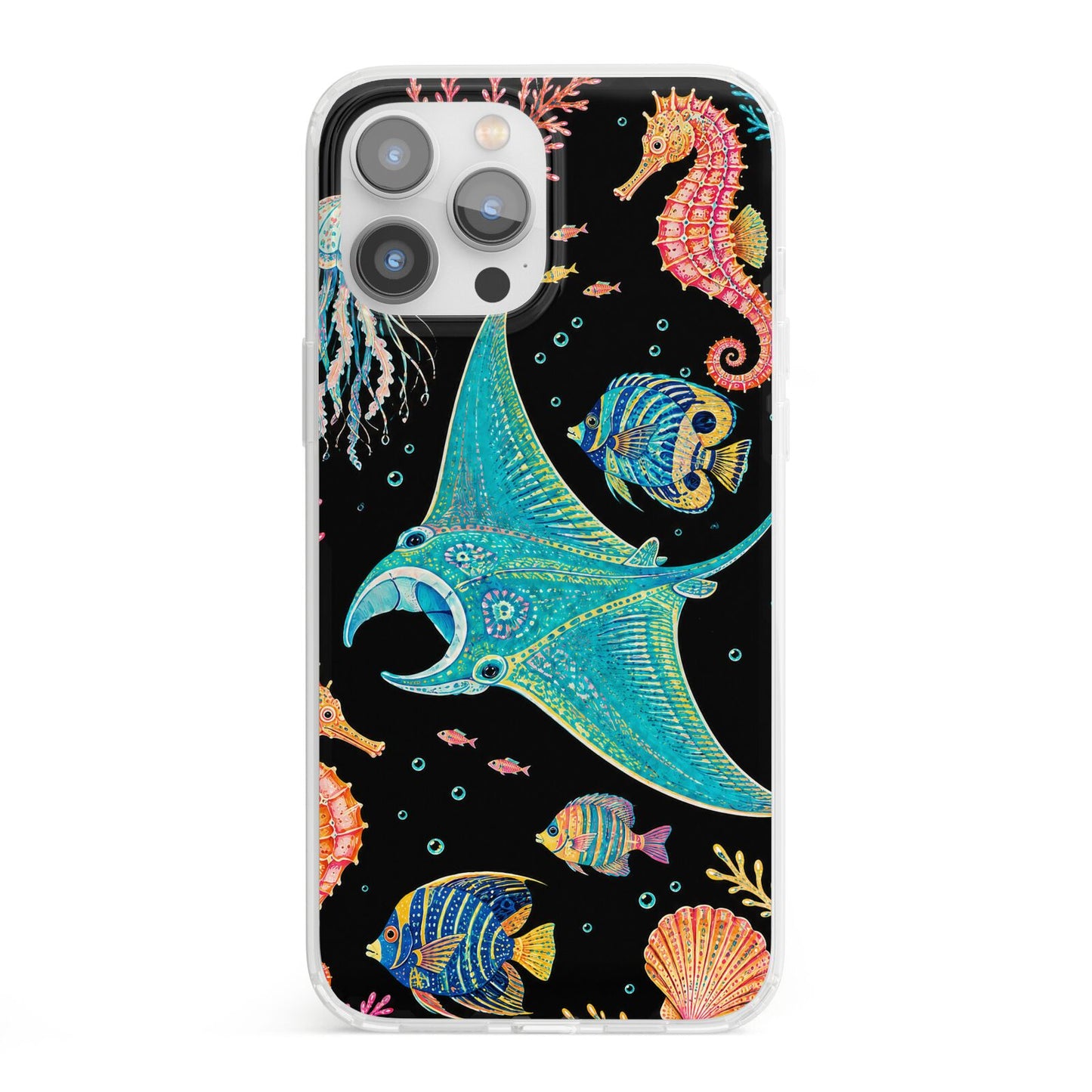 Electric Reef iPhone 13 Pro Max Clear Bumper Case