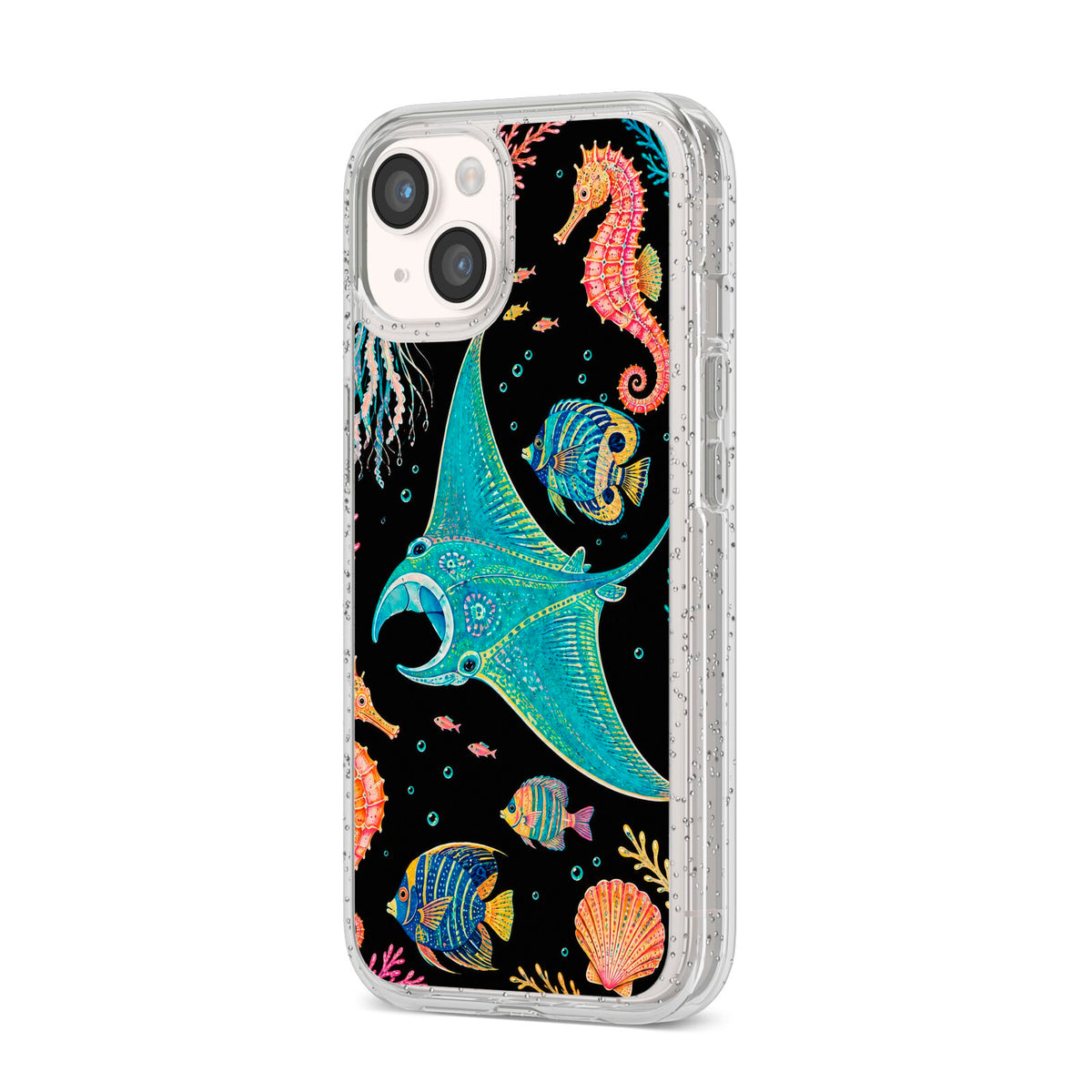 Electric Reef iPhone 14 Glitter Tough Case Starlight Angled Image