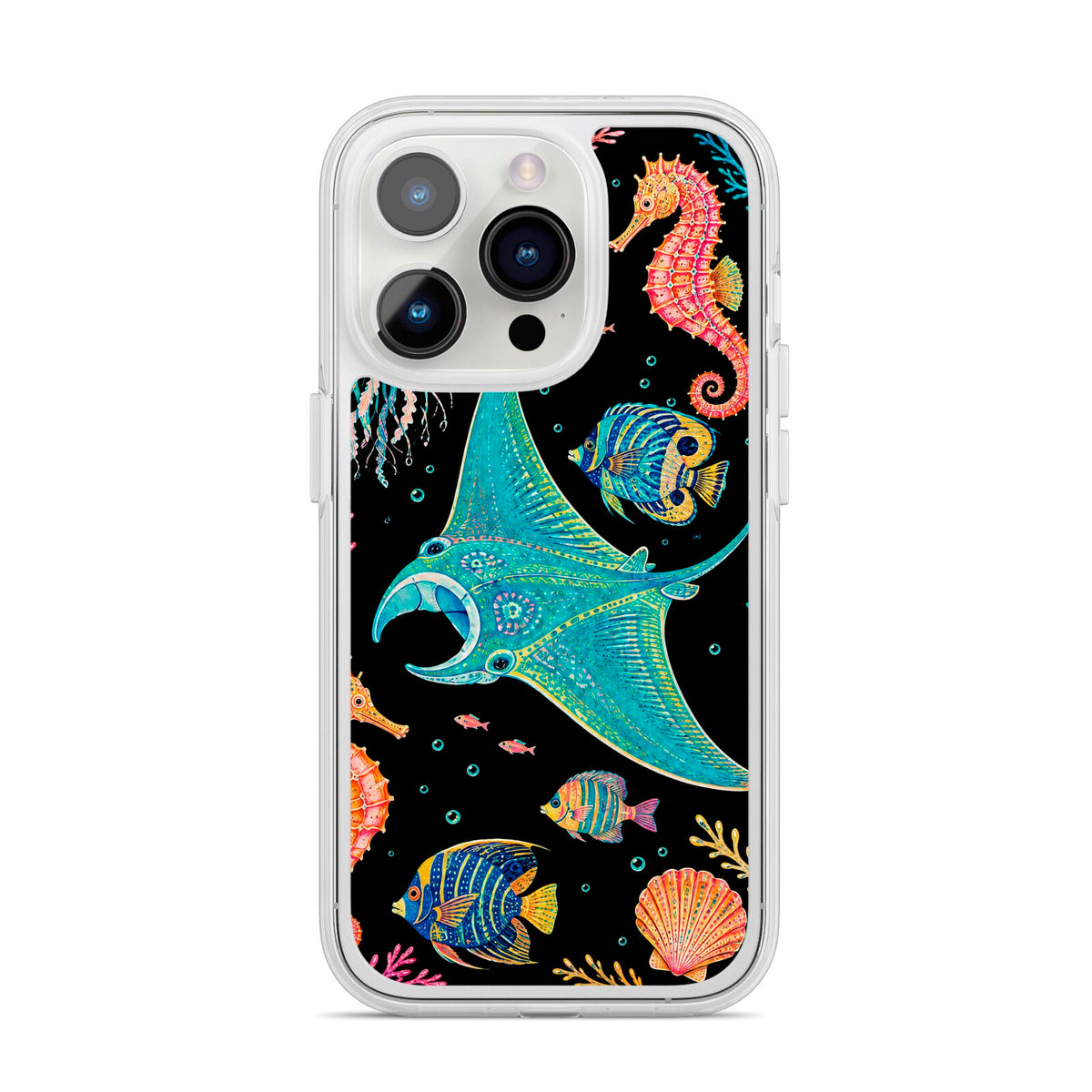 Electric Reef iPhone 14 Pro Clear Tough Case Silver