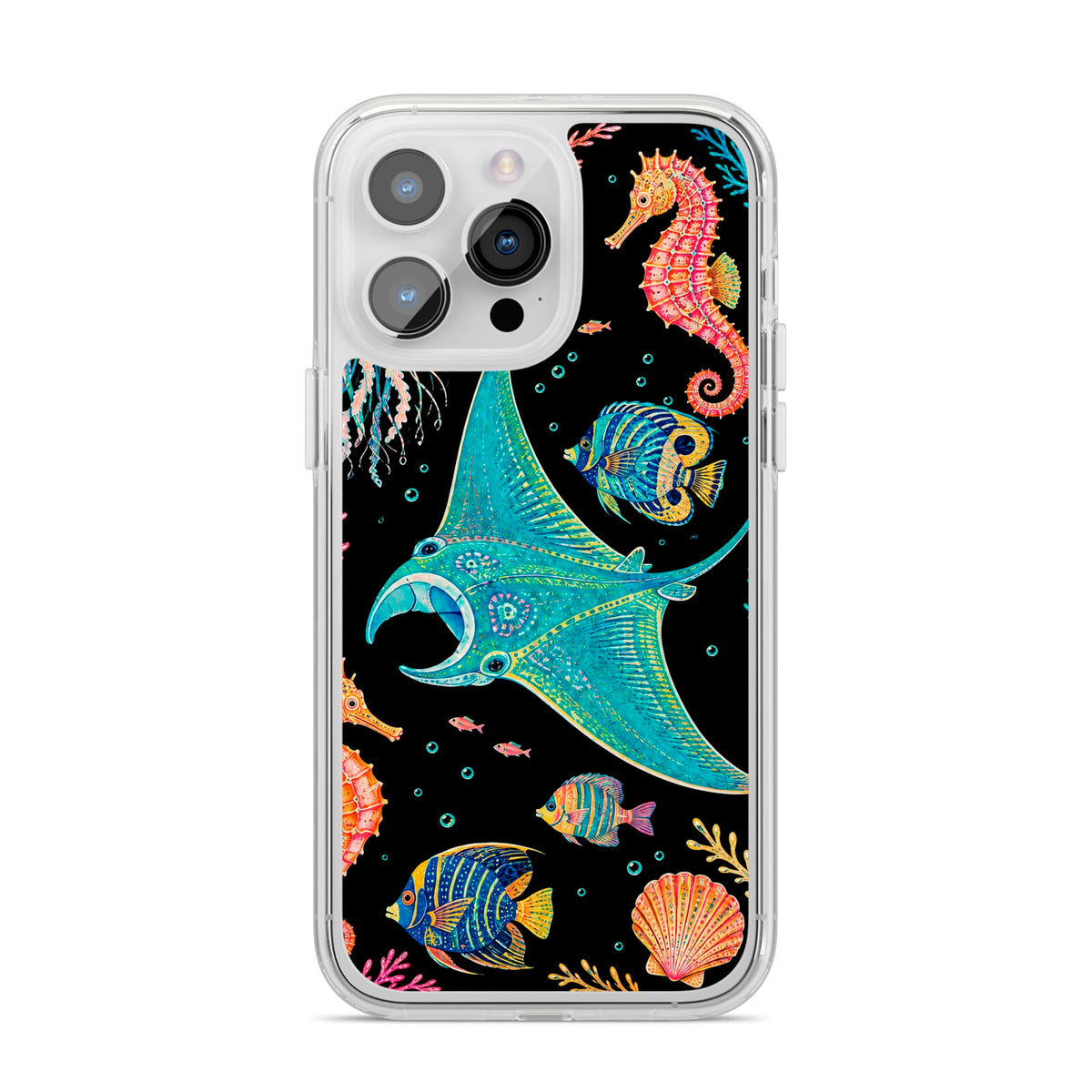 Electric Reef iPhone 14 Pro Max Clear Tough Case Silver
