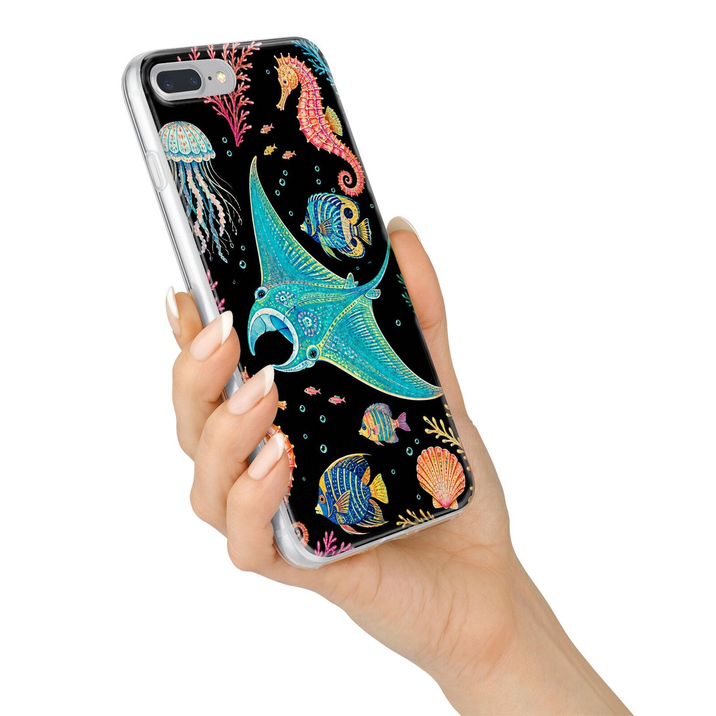 Electric Reef iPhone 7 Plus Bumper Case on Silver iPhone Alternative Image