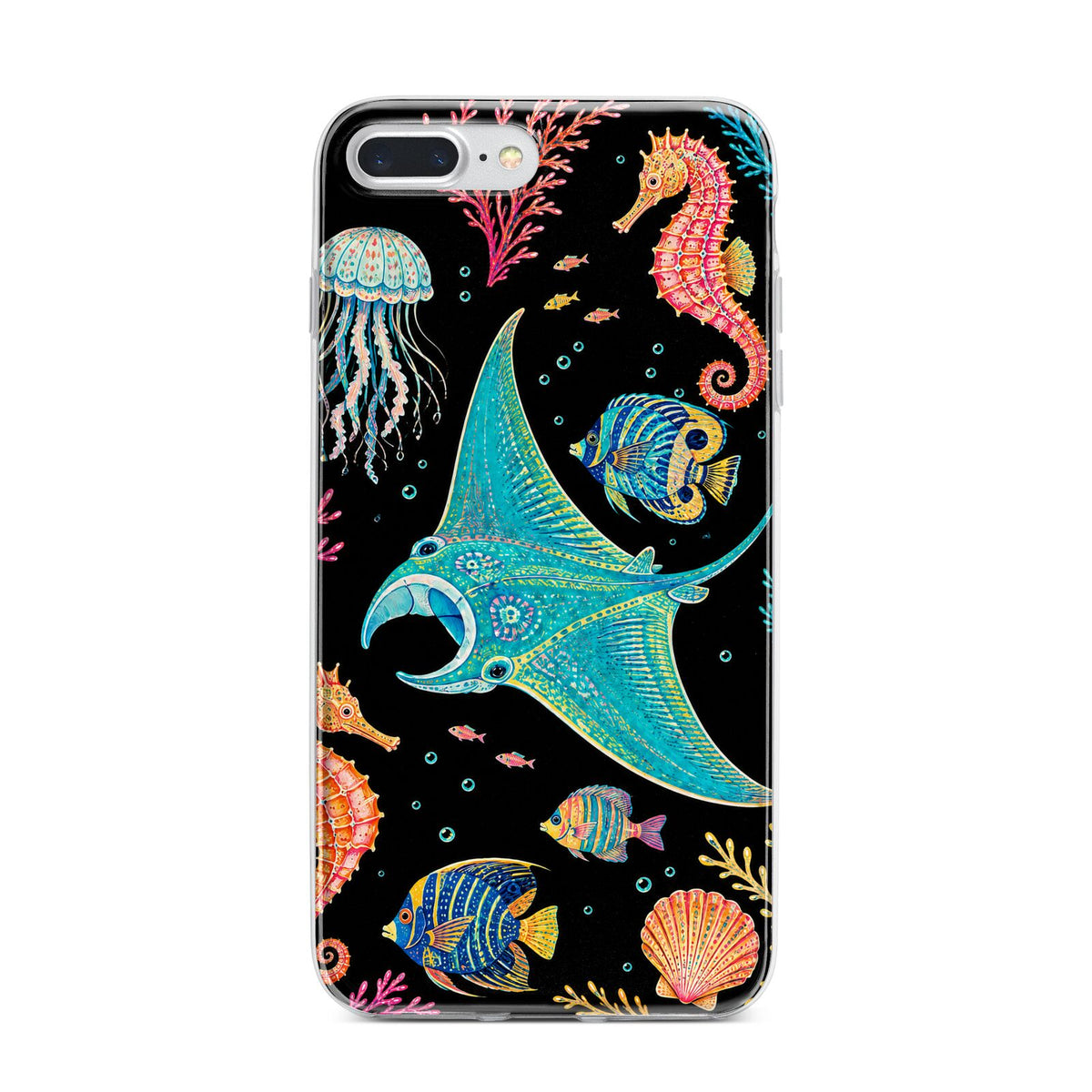 Electric Reef iPhone 7 Plus Bumper Case on Silver iPhone