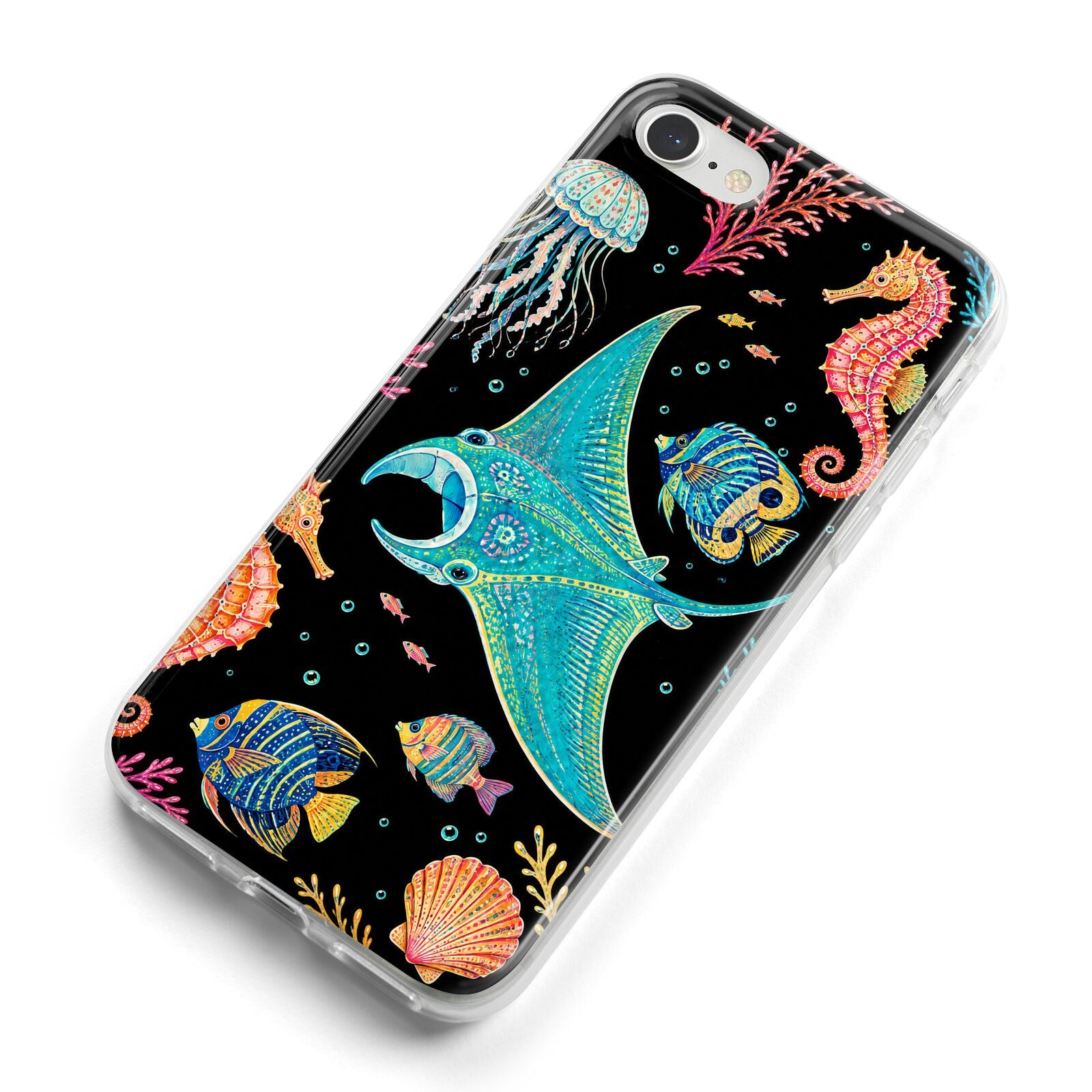 Electric Reef iPhone 8 Bumper Case on Silver iPhone Alternative Image