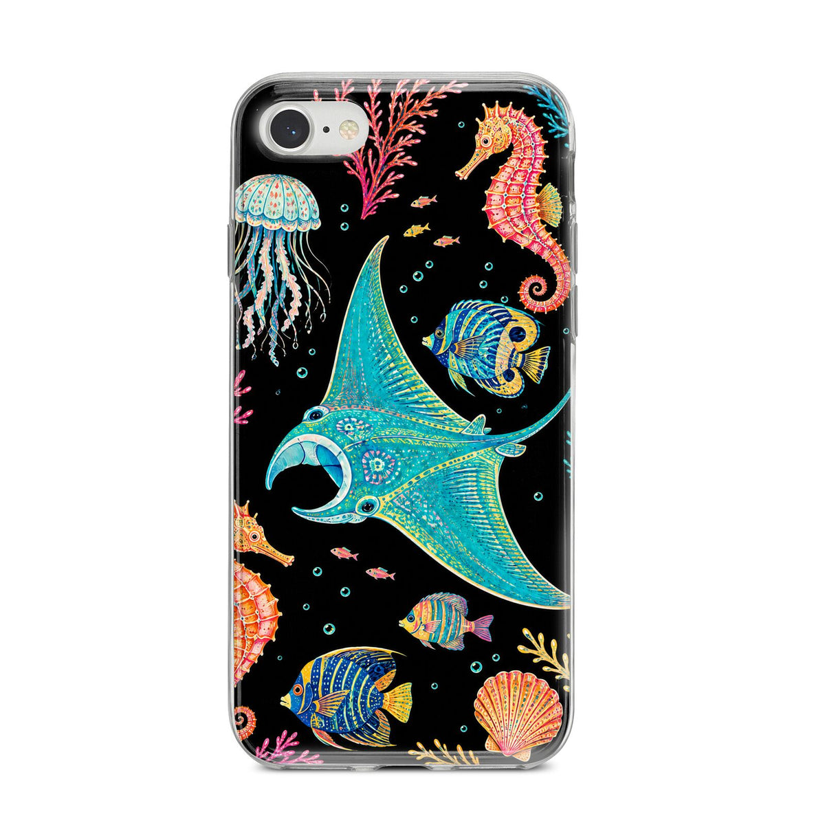 Electric Reef iPhone 8 Bumper Case on Silver iPhone