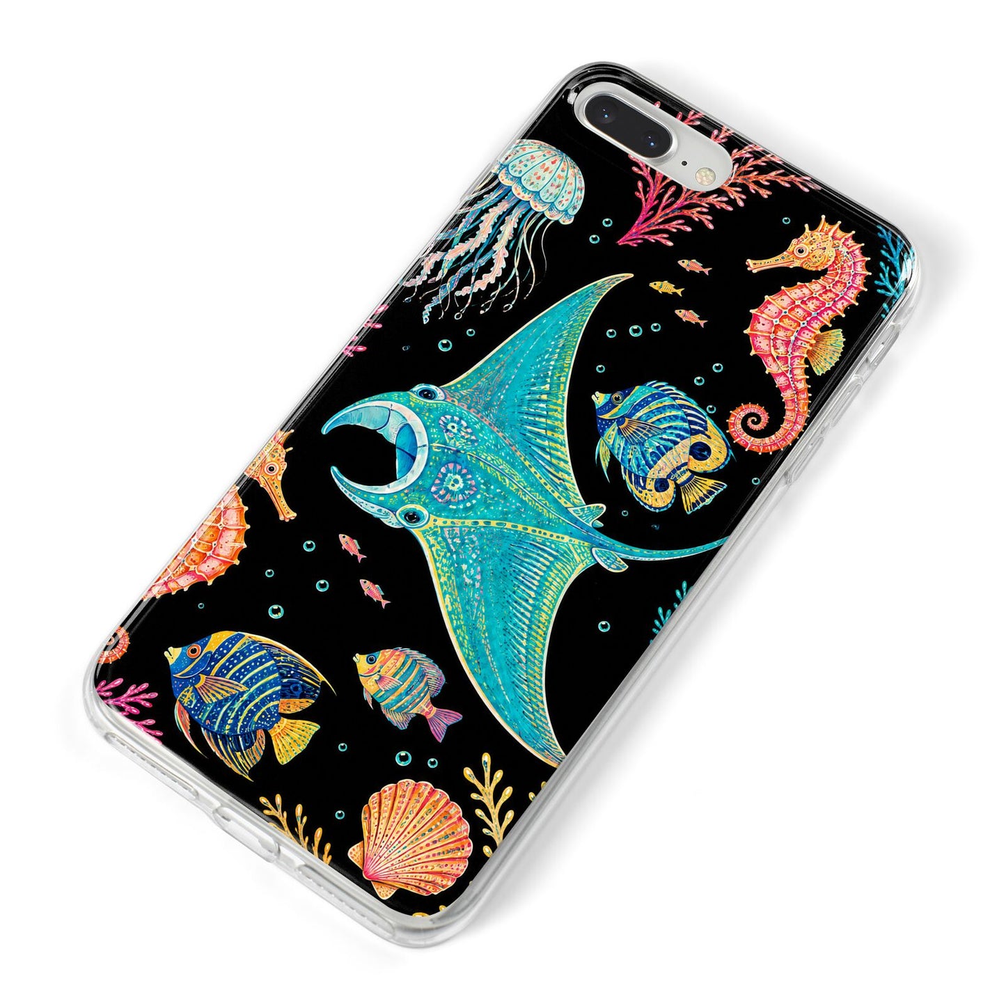 Electric Reef iPhone 8 Plus Bumper Case on Silver iPhone Alternative Image