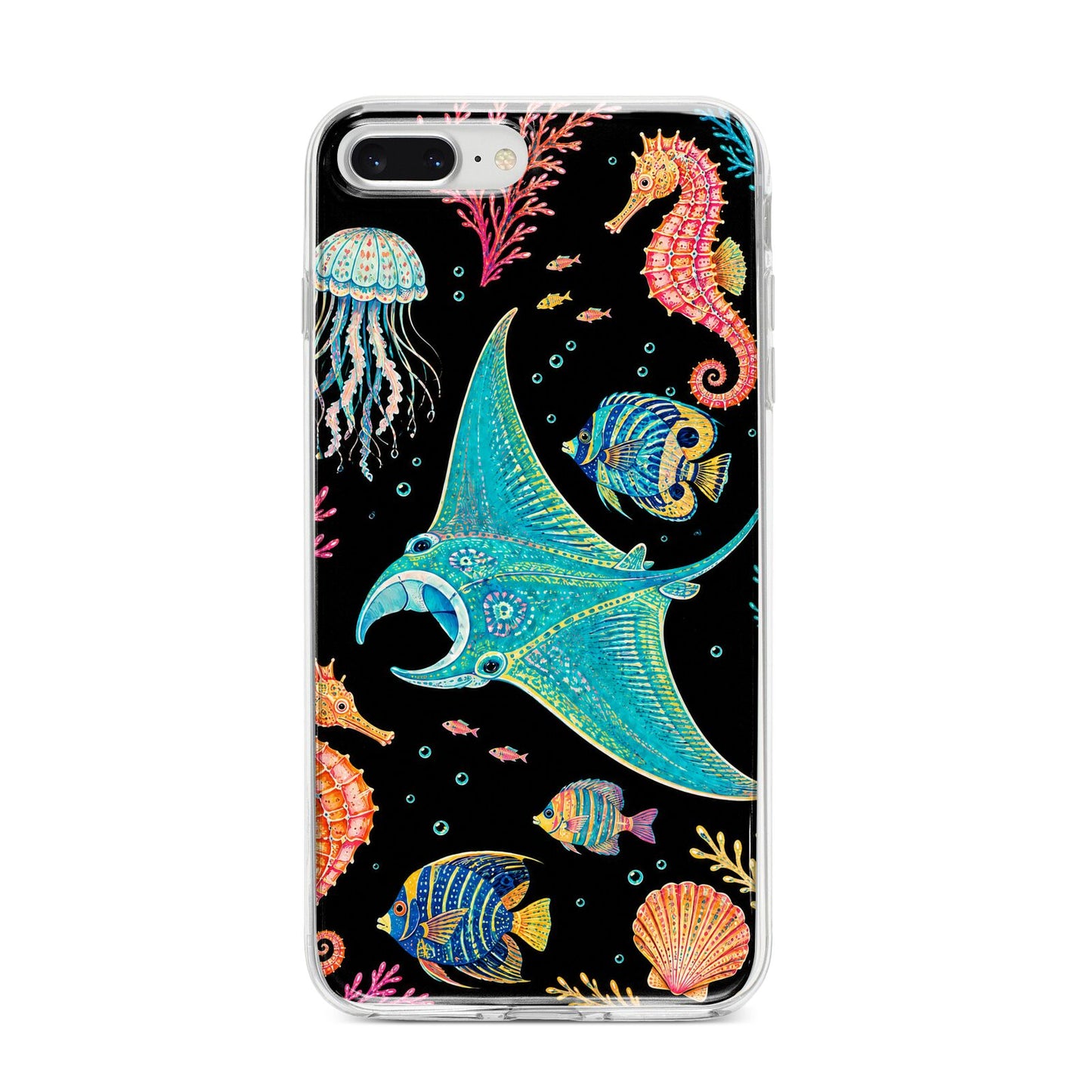 Electric Reef iPhone 8 Plus Bumper Case on Silver iPhone