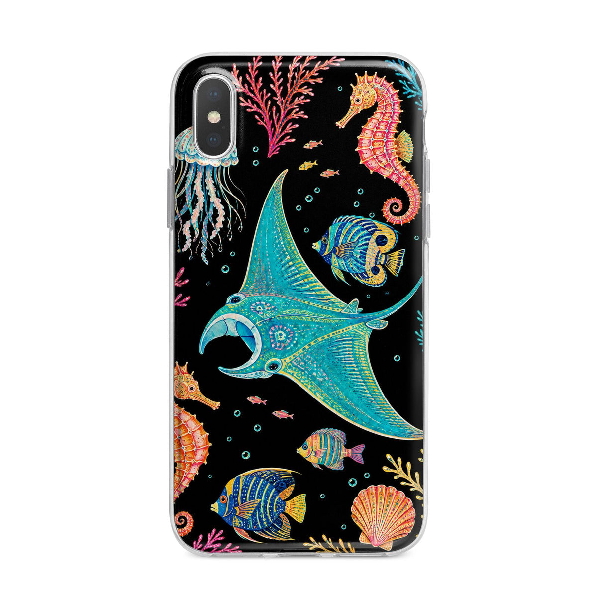 Electric Reef iPhone X Bumper Case on Silver iPhone Alternative Image 1