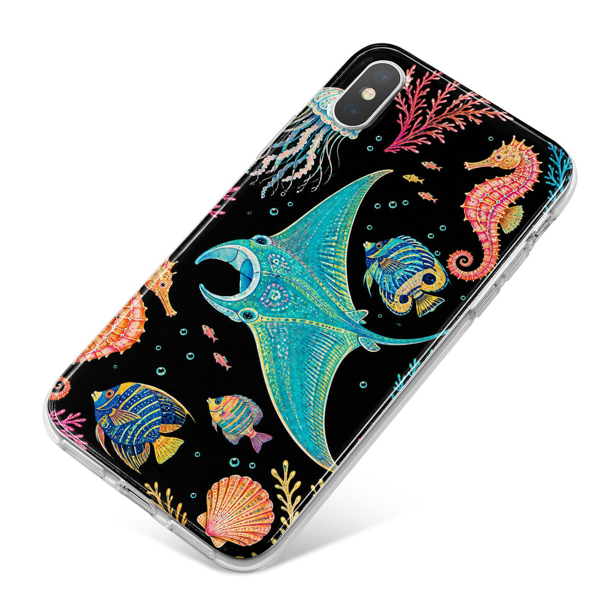 Electric Reef iPhone X Bumper Case on Silver iPhone