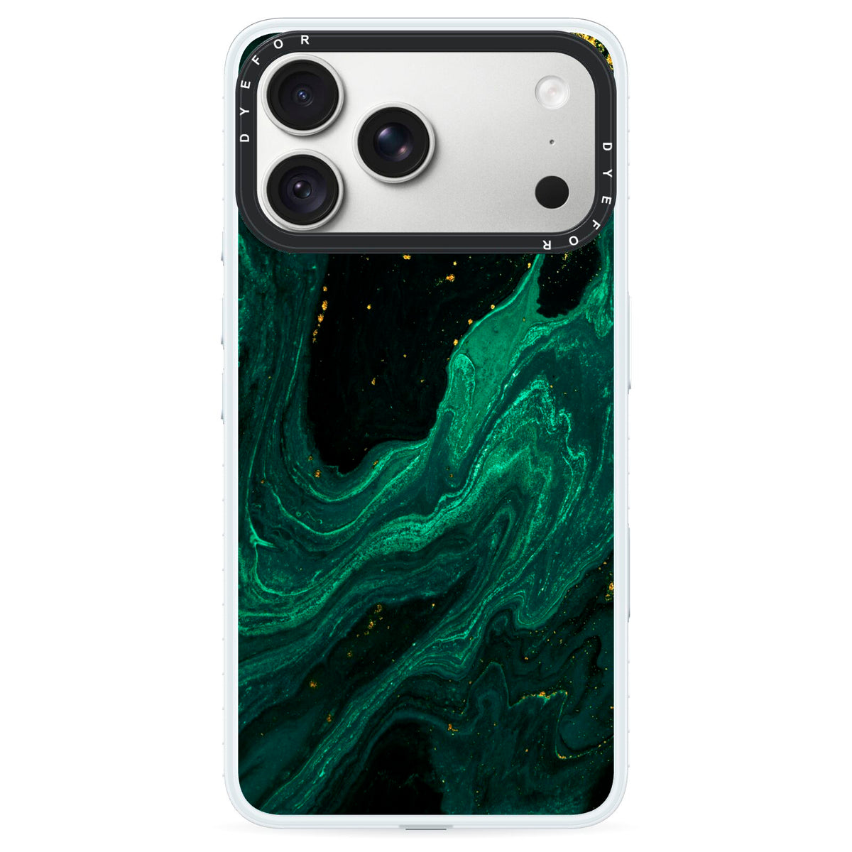 Emerald Green iPhone 18 Pro Black Impact Pre order Case on Silver phone