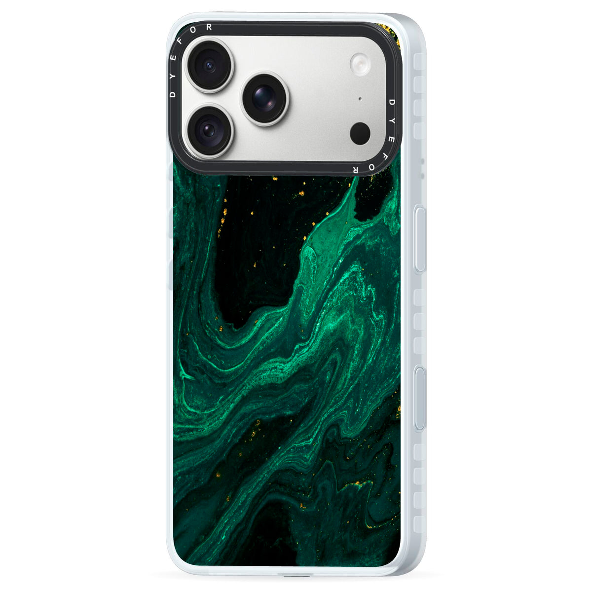 Emerald Green iPhone 18 Pro Max Black Impact Pre order Case Side Angle on Silver phone