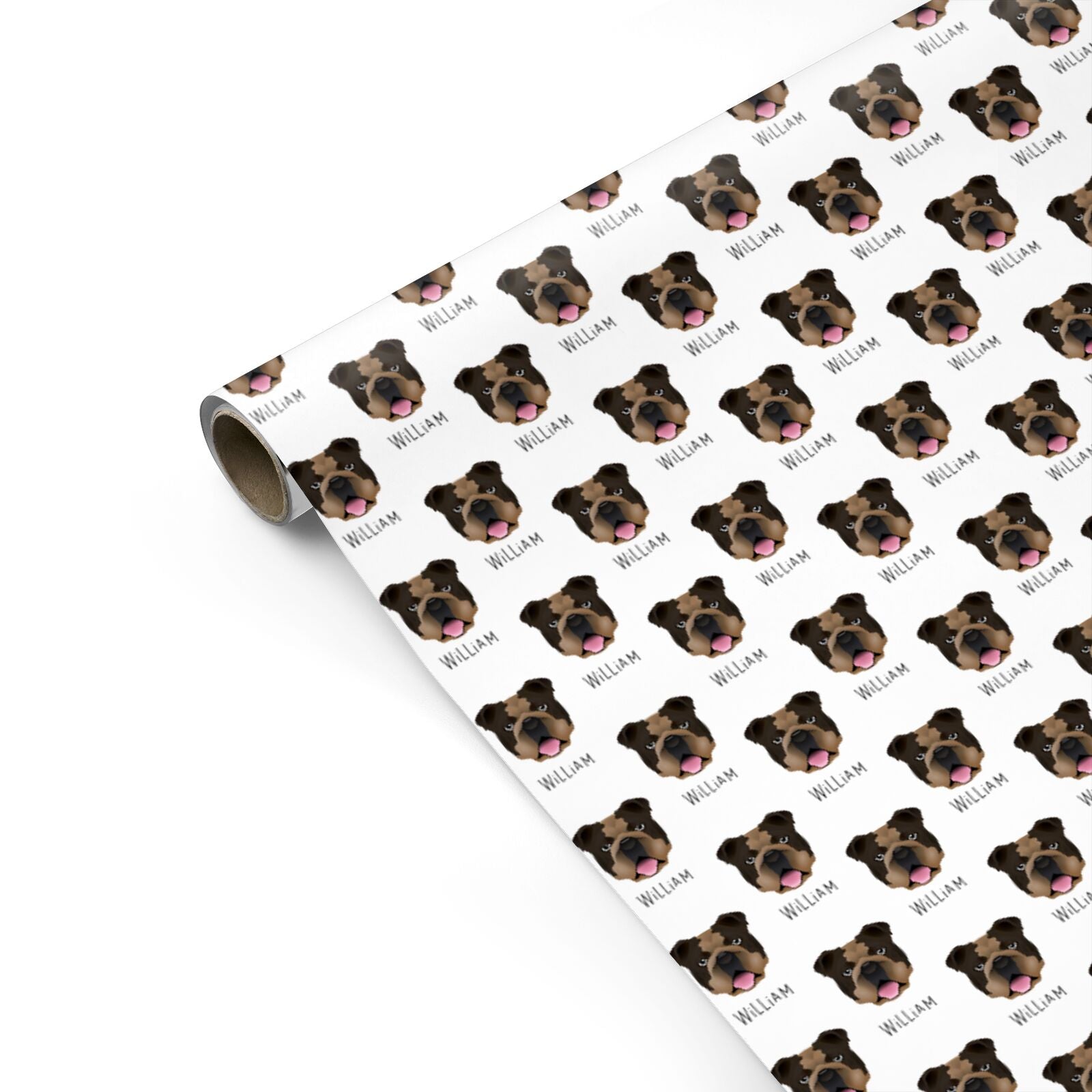 English Bulldog Icon with Name Personalised Gift Wrap