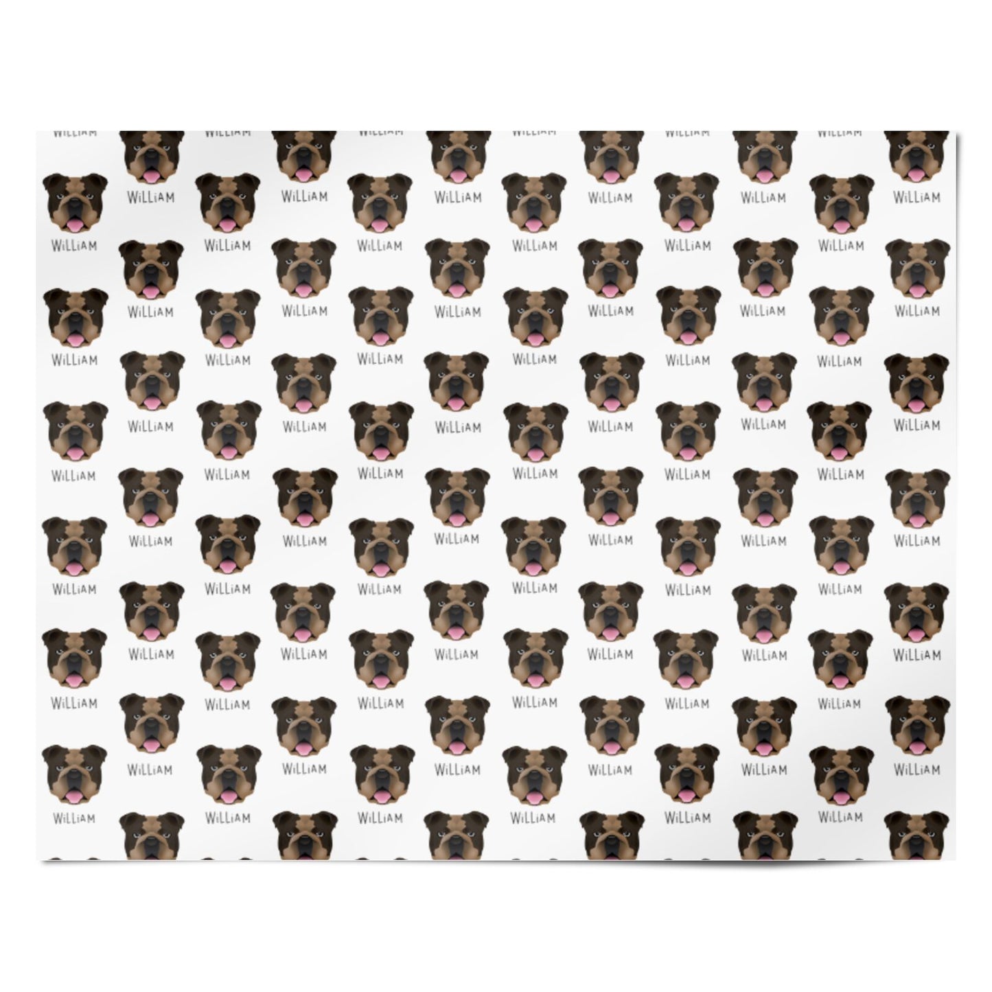 English Bulldog Icon with Name Personalised Wrapping Paper Alternative