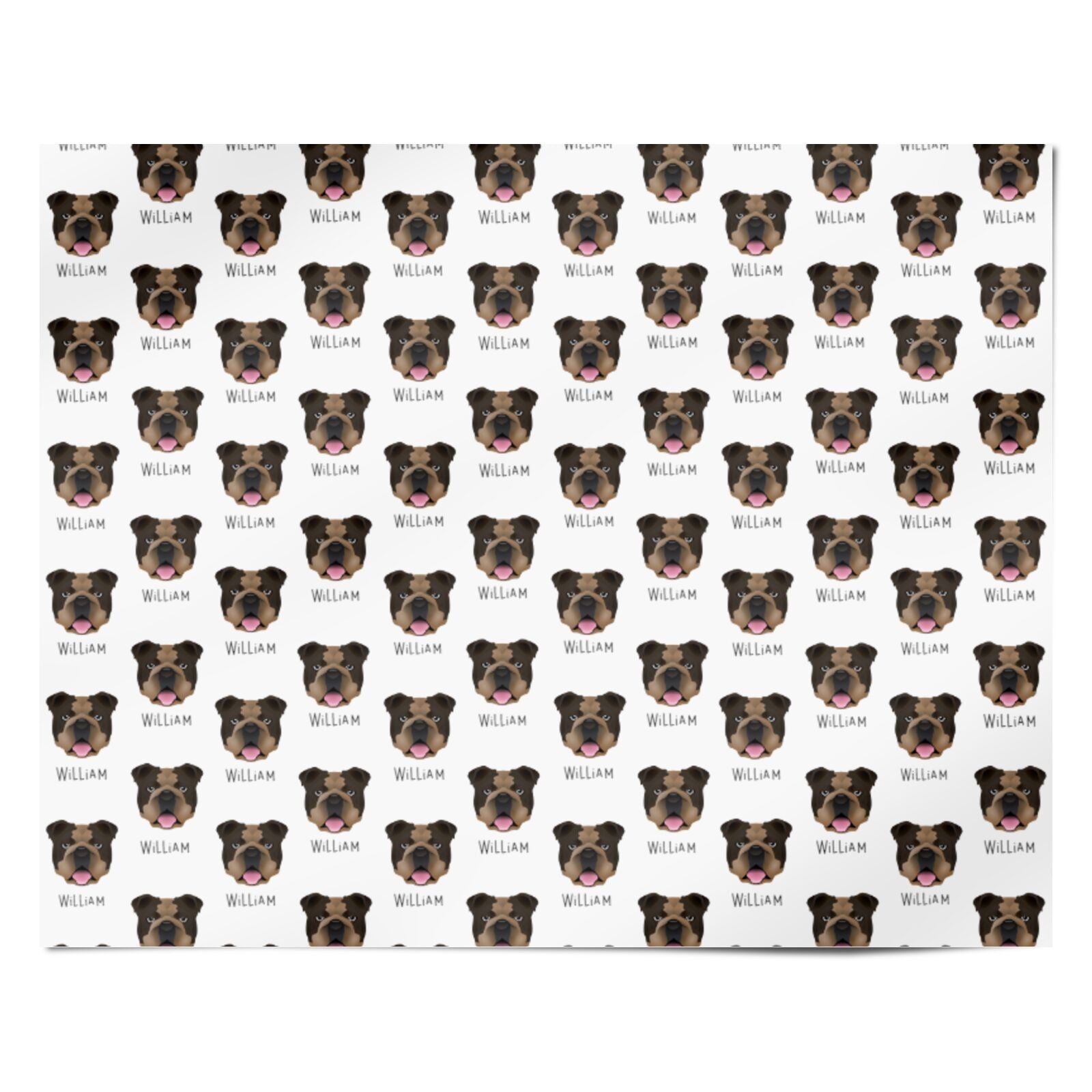English Bulldog Icon with Name Personalised Wrapping Paper Alternative