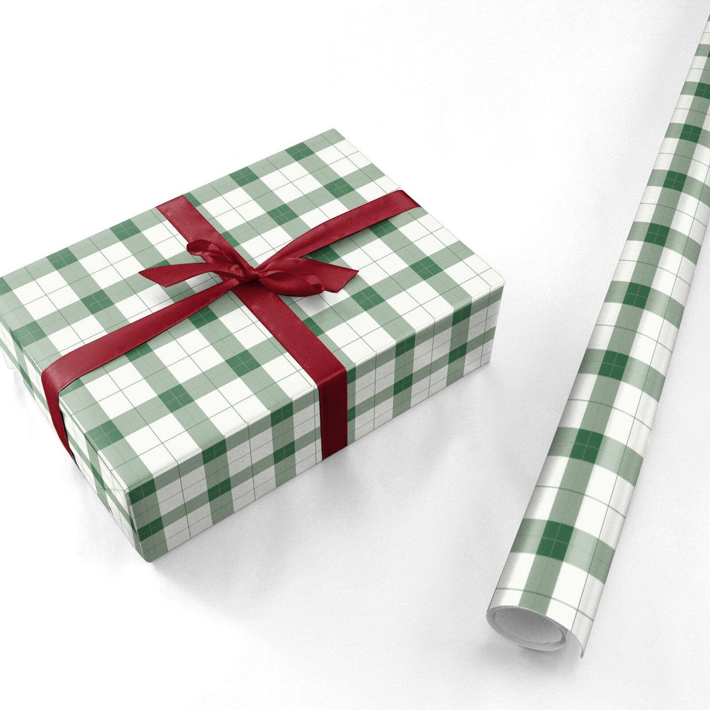 Evergreen Gingham Personalised Wrapping Paper