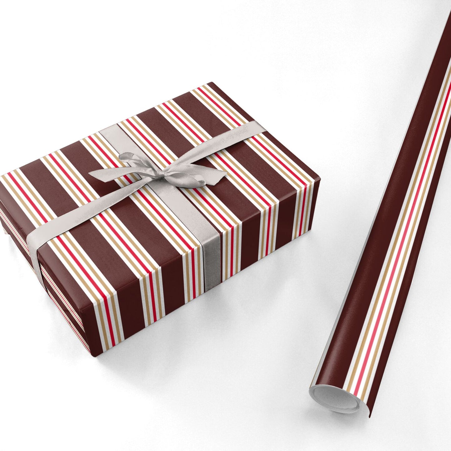 Festive Cocoa Stripe Christmas Personalised Wrapping Paper