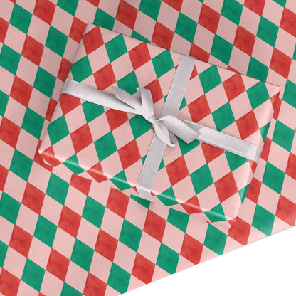Festive Harlequin Diamond Custom Wrapping Paper
