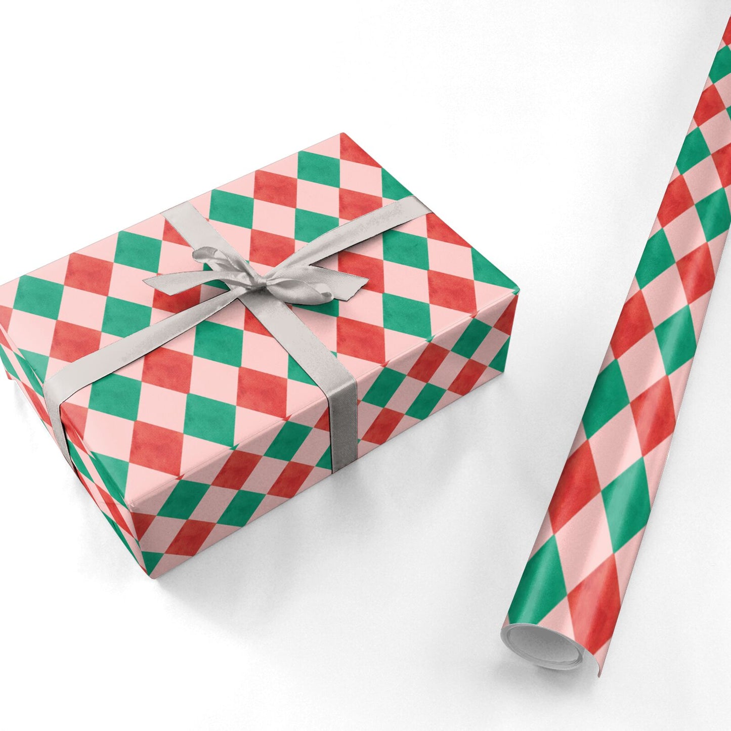 Festive Harlequin Diamond Personalised Wrapping Paper