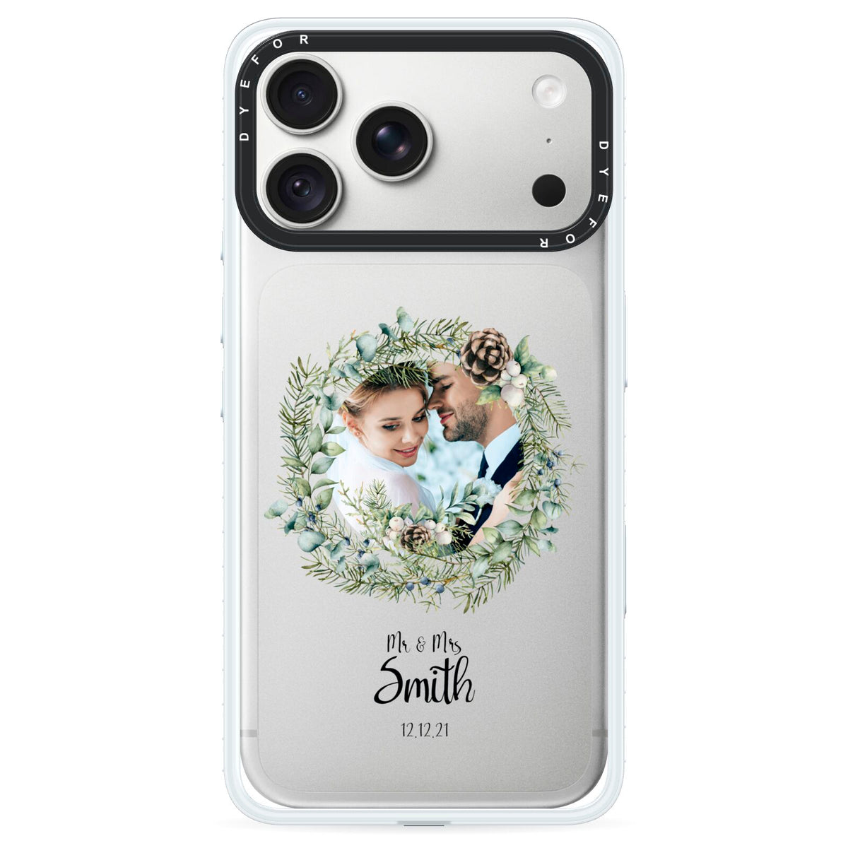 First Christmas Married Photo iPhone 18 Pro Max Black Impact Pre order Case on Silver phone