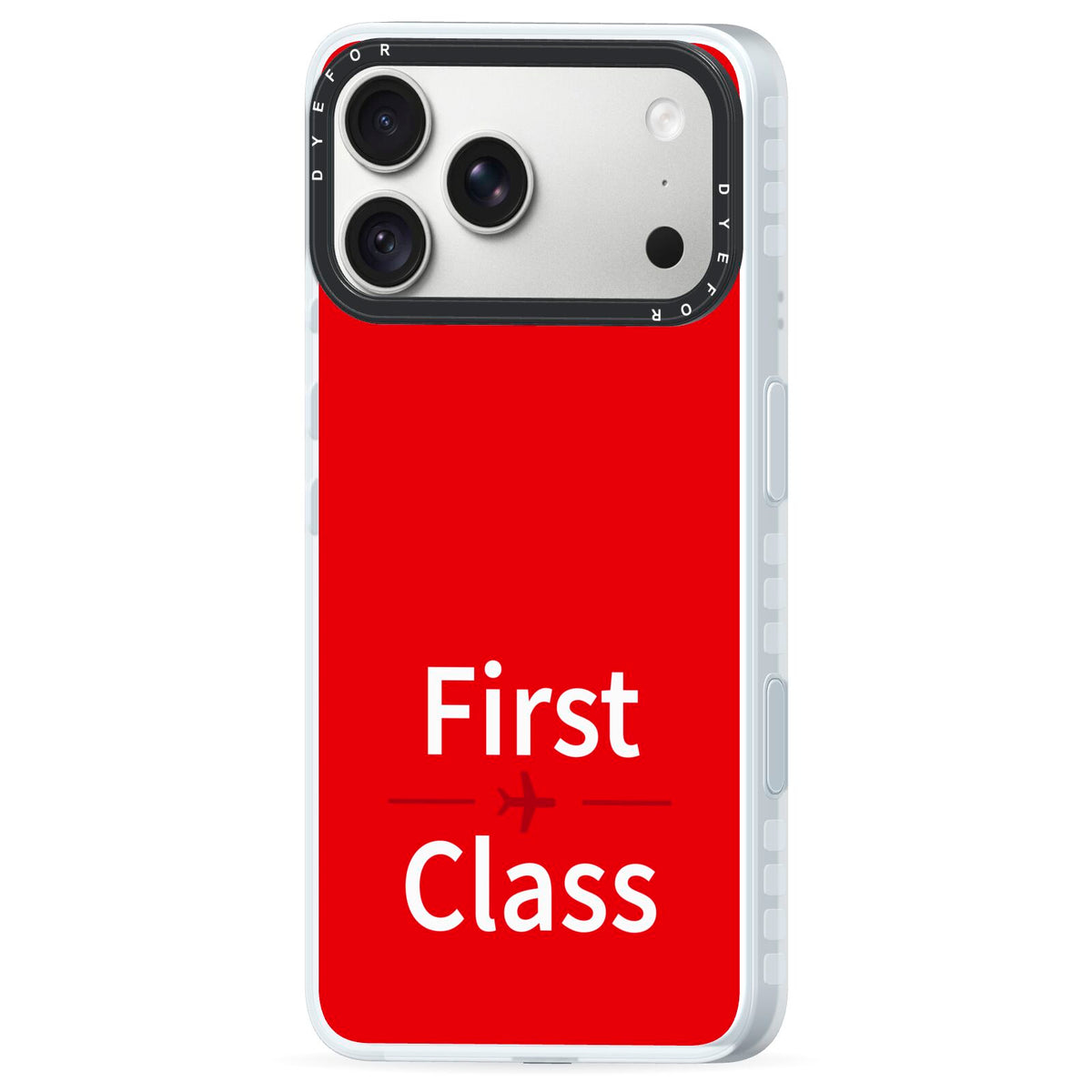 First Class iPhone 18 Pro Black Impact Pre order Case Side Angle on Silver phone