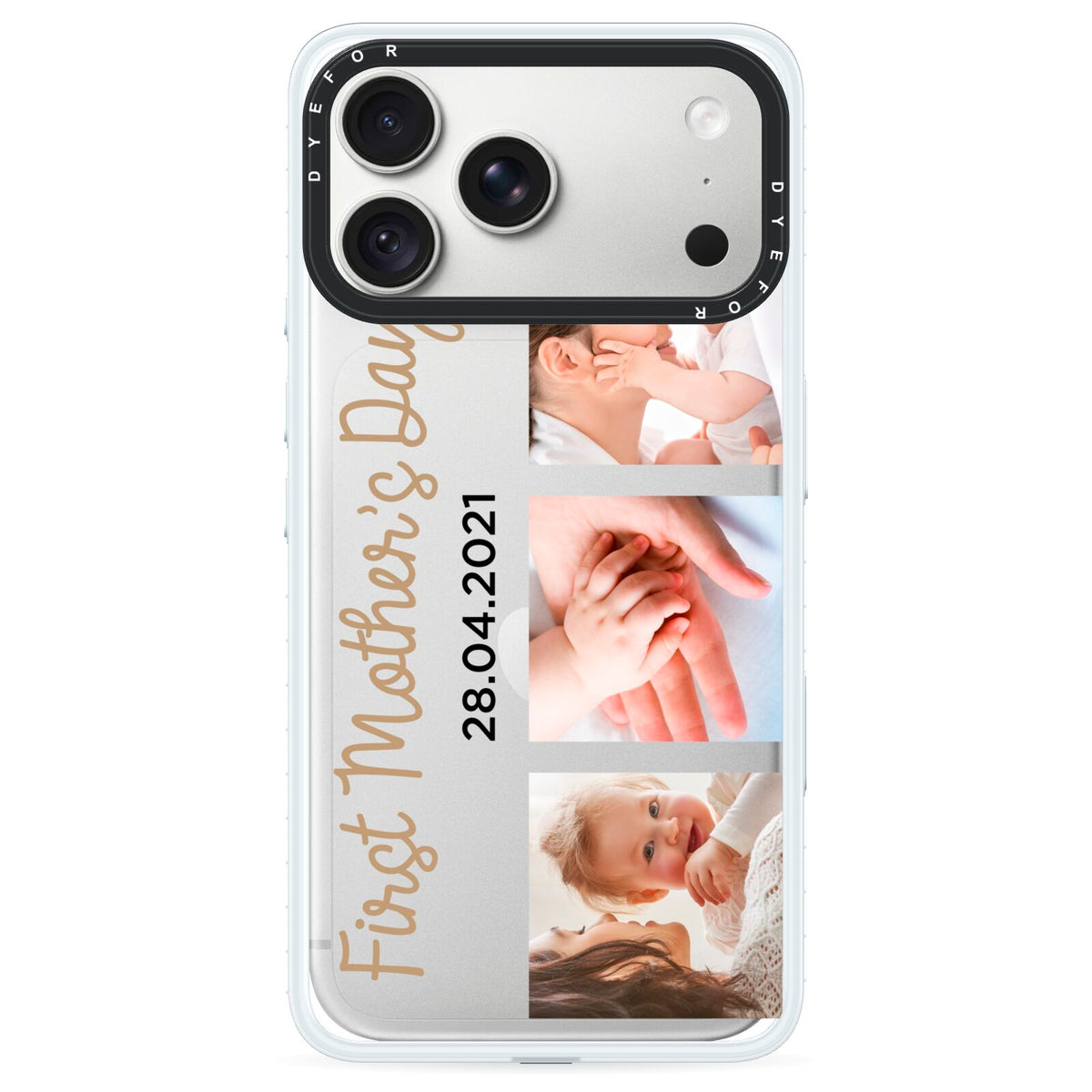 First Mothers Day Photo iPhone 18 Pro Max Black Impact Pre order Case on Silver phone