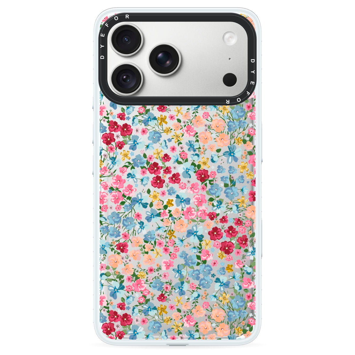 Floral Meadow iPhone 18 Pro Max Black Impact Pre order Case on Silver phone