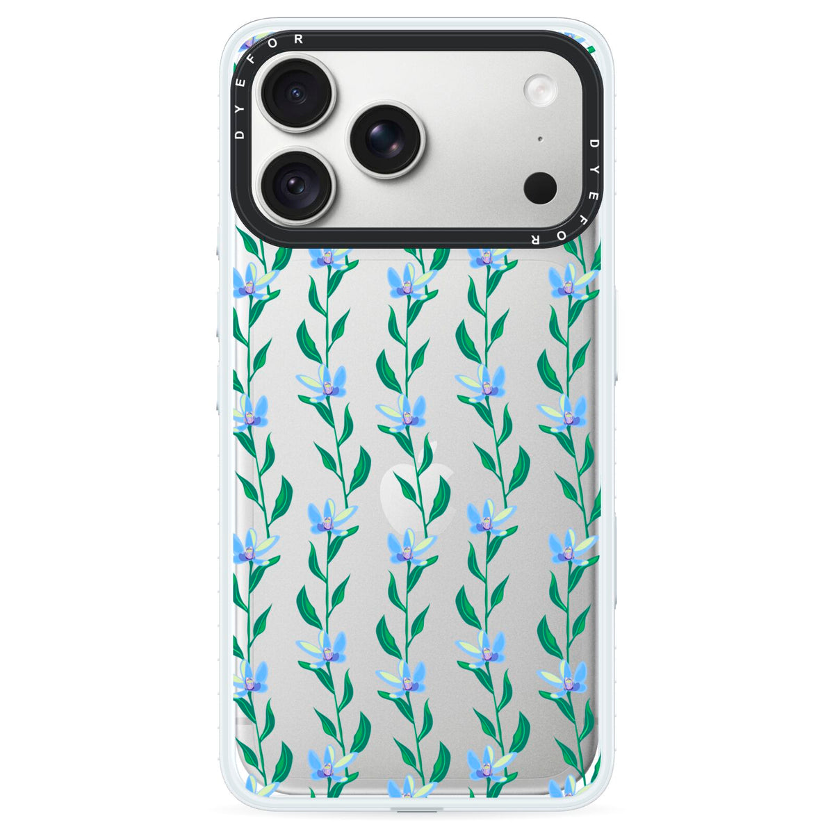 Flower Chain iPhone 18 Pro Black Impact Pre order Case on Silver phone