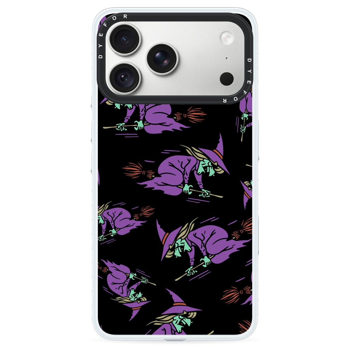 Flying Witches iPhone 18 Pro Black Impact Pre order Case on Silver phone