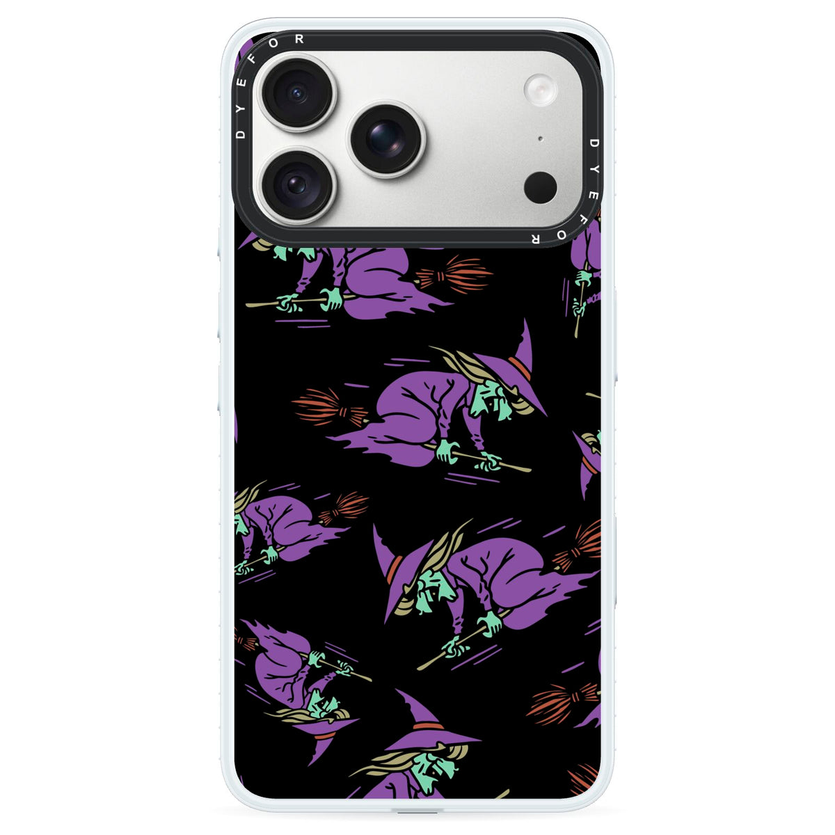 Flying Witches iPhone 18 Pro Max Black Impact Pre order Case on Silver phone
