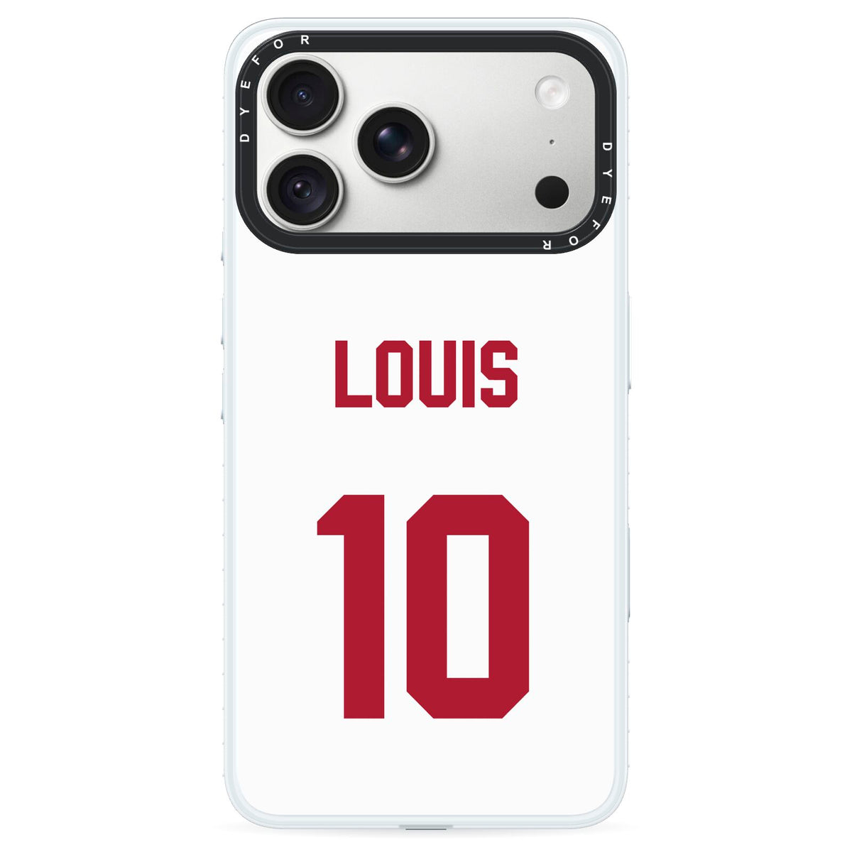 Football Shirt Custom iPhone 18 Pro Black Impact Pre order Case on Silver phone