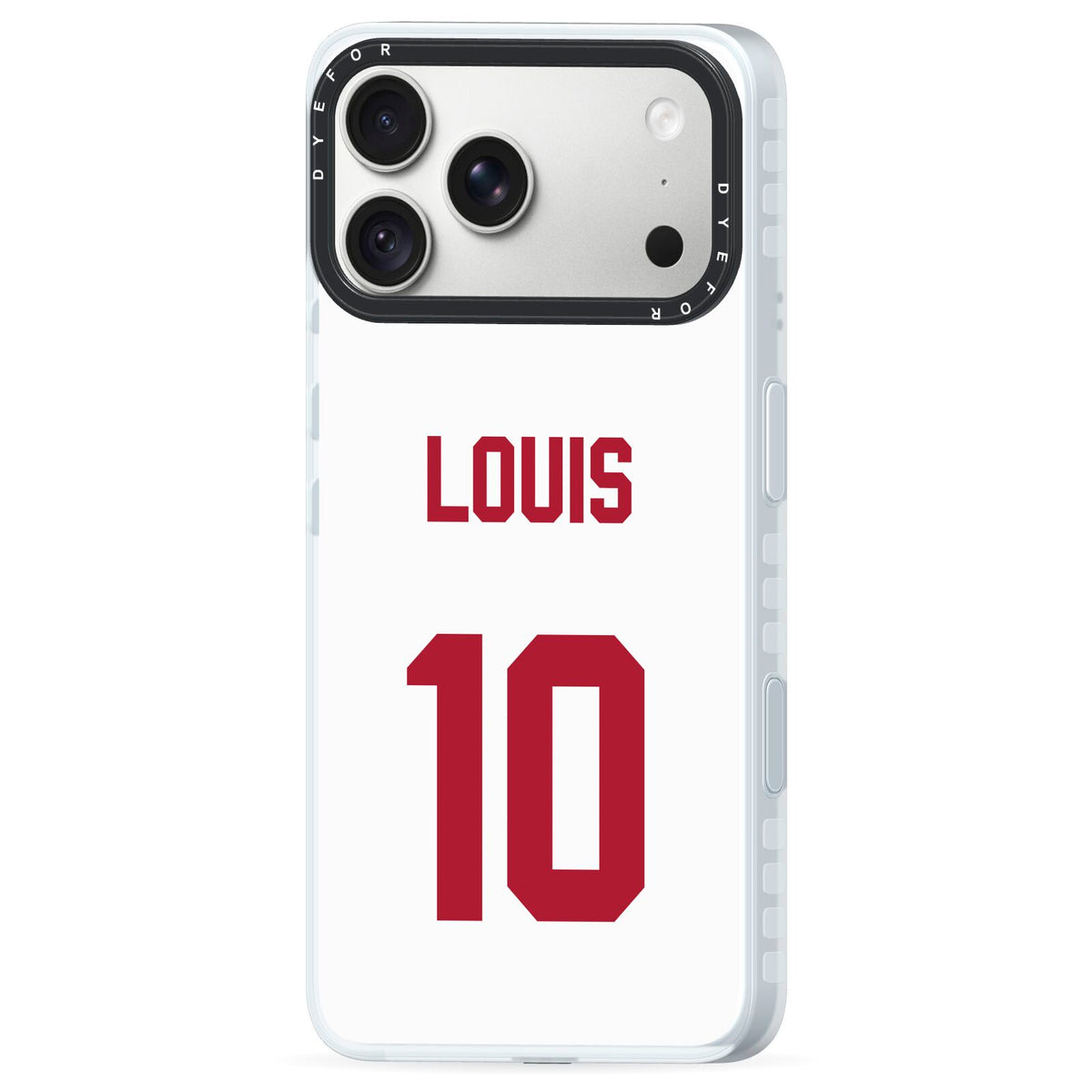 Football Shirt Custom iPhone 18 Pro Max Black Impact Pre order Case Side Angle on Silver phone