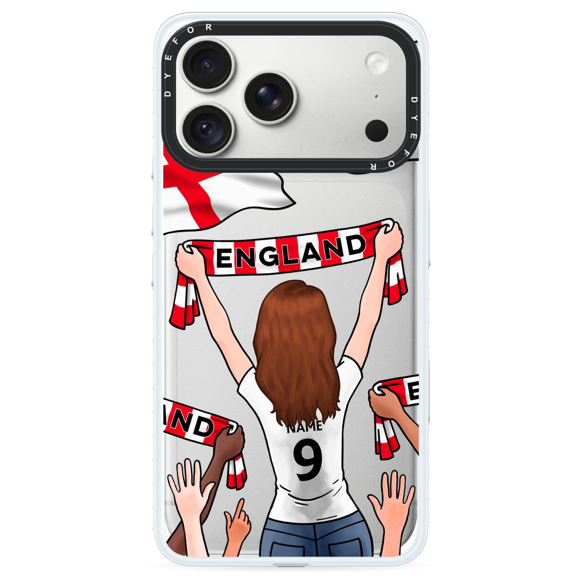 Football Supporter Personalised iPhone 18 Pro Max Black Impact Pre order Case on Silver phone