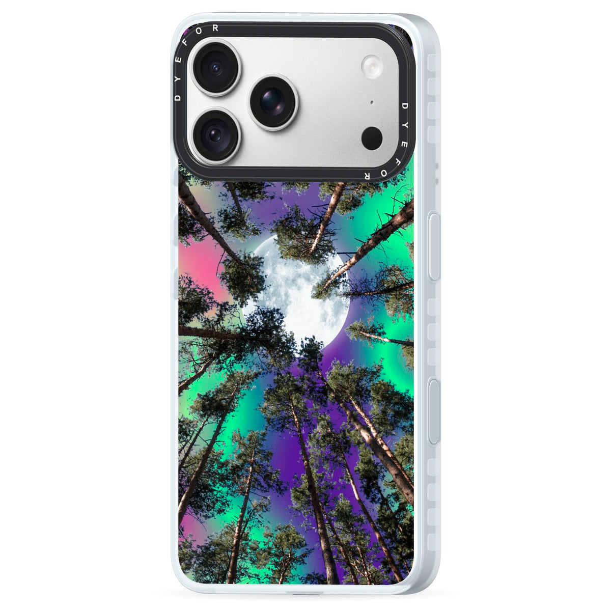 Forest Moon iPhone 18 Pro Black Impact Pre order Case Side Angle on Silver phone