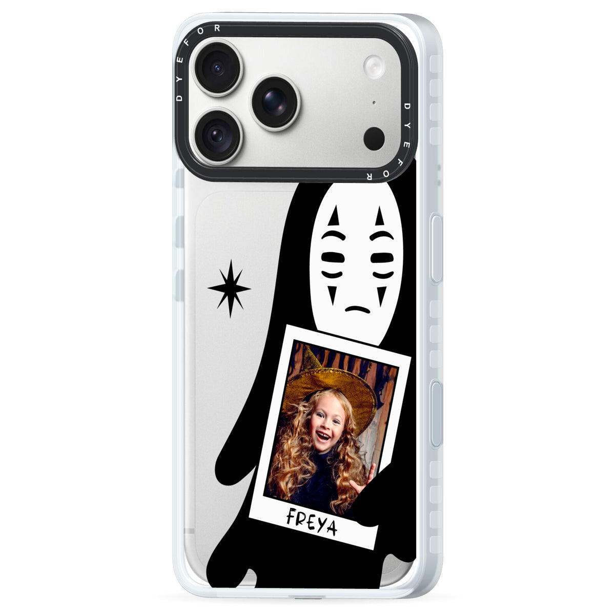 Ghostly Halloween Photo iPhone 18 Pro Max Black Impact Pre order Case Side Angle on Silver phone