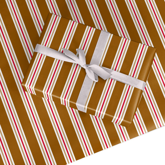 Gingerbread Stripe Christmas Custom Wrapping Paper