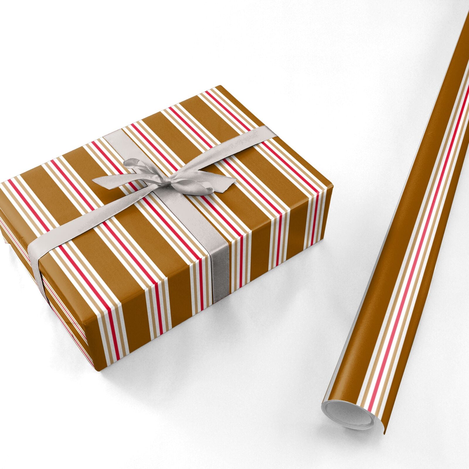 Gingerbread Stripe Christmas Personalised Wrapping Paper