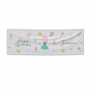 Girls Personalised Happy Birthday Banner