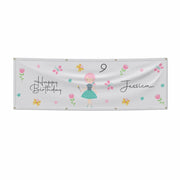 Girls Personalised Happy Birthday 6x2 Banner