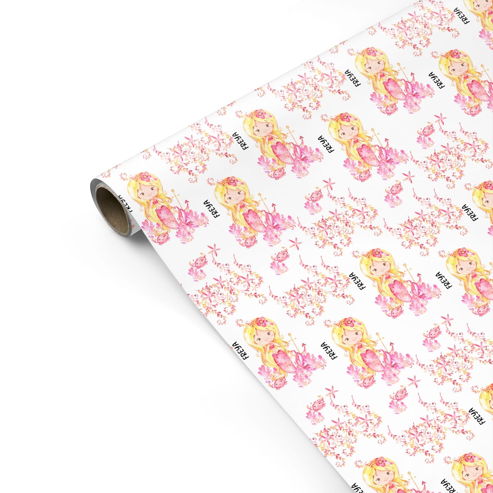Girls Pink Mermaid Personalised Gift Wrap